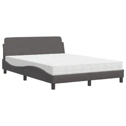 Vidaxl Postelja z vzmetnico Dover siva 120x200 cm umetno usnje