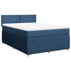 Vidaxl Box spring postelja z vzmetnico modra 140x190 cm blago