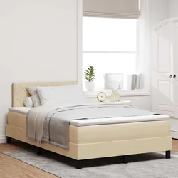 Vidaxl Postelja boxspring z vzmetnico krema 120 x 190 cm blago