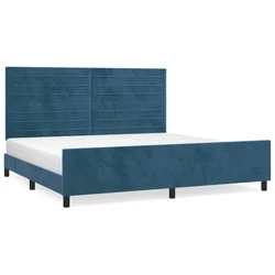 Vidaxl Posteljni okvir brez vzmetnice temno moder 200x200 cm žamet