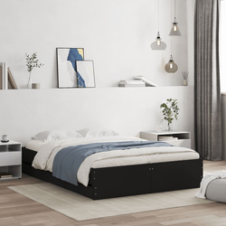 vidaXL Posteljni okvir s predali črn 120x190 cm inženirski les
