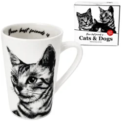 Porcelanasta skodelica Cat 400ml darilo za ljubitelje mačk premium