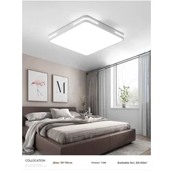 Huipujinggong Plafonska lampa LED, 50×50 cm, 62 W, Trobojna, Bela