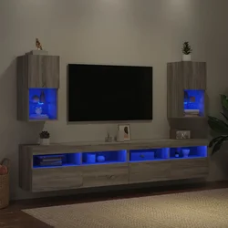 TV ormarići s LED svjetlima 2 kom boja hrasta 30,5x30x60 cm
