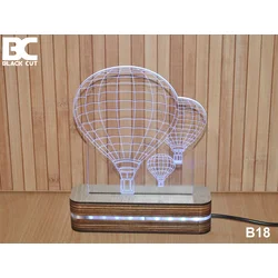 Black Cut 3D Lampa Baloni Svetlo plava