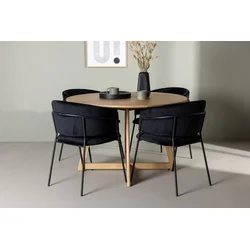 Venture Design Jedilna miza in stol komplet Yakidon Selma miza 120x75 cm stol 58x82x54 cm rjava črna