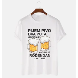 MAFIMI Majica Pijem pivo dva puta godišnje, Bela