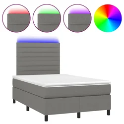 Vidaxl Box spring postelja z vzmetnico LED temno siva 120x200 cm blago
