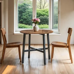 Songmics Okrogla jedilna miza 80x75 cm rjava