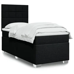 VIDAXL Box spring postelja z vzmetnico črna 100x200 cm blago