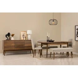 Hanah Home Trpezarijski set Vina Bench 03 0701, 7 delova, Sivi