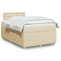 VIDAXL Box spring postelja z vzmetnico krem 120x200 cm blago