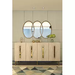 HANAH HOME Komoda Rany 150 White Travertine Gold