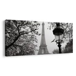Slika romantična zimska Pariz - 80x40