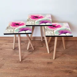 Hanah Home Set klub stočića 3Shp24, 3 komada, Šarena
