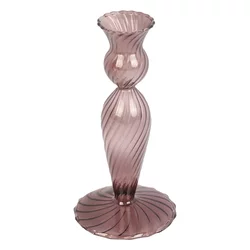 Rjav steklen svečnik PT LIVING Swirl, višina 17 cm