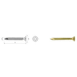 shumee GUL GALVANISERAD TRÄSKRUV FÖR TORX 6,0*30MM T30 - 2 STO - 510 6,0*30*