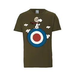 LOGOSHIRT Majica Peanuts - Snoopy Pilot  modra / oliva / rdeča / bela