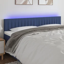VIDAXL LED posteljno vzglavje modro 200x5x78/88 cm blago