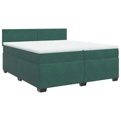 Vidaxl Box spring postelja z vzmetnico temno zelena 200x200 cm žamet