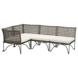 JUTHOLMEN Modularna ug. sofa trosed, spolja, tamnosiva/Kuddarna svetla sivobež