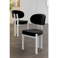 Hanah Home set trpezarijskih stolica Dore 2 kom, crna tkanina Babyface, bele metalne noge