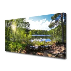 tulup.si Slika na platnu Lake forest trees narava 125x50 cm