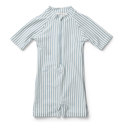 liewood® kopalni pajac z rokavi max seersucker sea blue