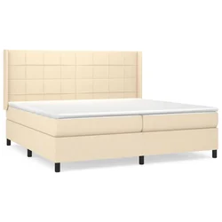 Vidaxl Box spring postelja z vzmetnico krem 200x200 cm blago