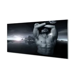 tulup.si Slika na steklu Moški gora 140x70 cm 2 obešalnika