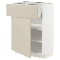 METOD / MAXIMERA Podni element s fiokom/vratima, bela/Havstorp bež, 60x37 cm