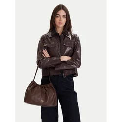 Usnjena torbica Tommy Hilfiger rjava barva, AW0AW18307