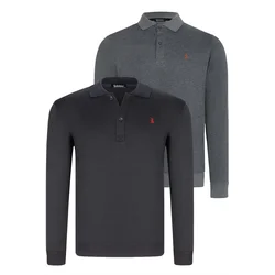 DOUBLE SET V4007 DEWBERRY MENS SWEATSHIRT-NAVY - ANTHRACITE