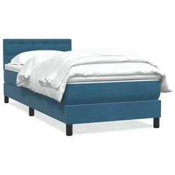 Vidaxl Box spring postelja z vzmetnico temno modra 80x220 cm žamet
