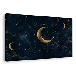 Slika mistična luna na nočnem nebu - 120x80