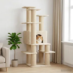 Mačje drvo s sisalnim postoljima za grebanje Krem 161 cm