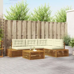 Set vanjskih sofa s jastukom 5 Komad Prirodna i krem