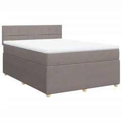 Vidaxl Box spring postelja z vzmetnico taupe 140x190 cm blago