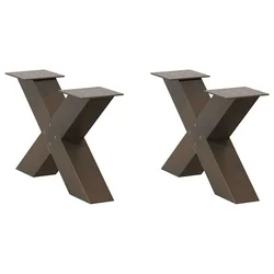 Noge za klub stolić u obliku slova X, 2 kom, prirodni čelik, 60 x (30-31) cm, čelik