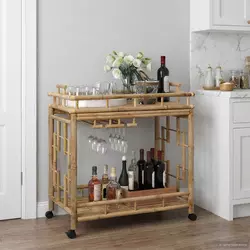 Vinska kolica s kotačima Prirodna 85 x 50 x 93 cm Bambus