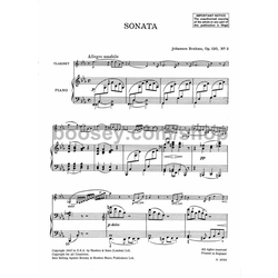 BRAHMS note: SONATA FOR CLARINET AND piano NO.1 OP.120