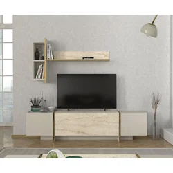 Hanah Home Set Tv komoda i zidna polica Veyron, Krem