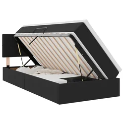 LED krevet za pohranu s madracem Crna 90 x 190 cm Baršun
