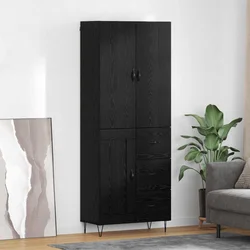 Highboard s ladicama 2 pcs Crni hrast Inženjersko drvo i staklo