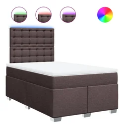 Vidaxl Box spring postelja z vzmetnico temno rjav 120x200 cm blago