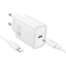 Hoco USB-C QC PD 30W zidni punjač za telefon + USB C na Lightning kabel N62 bijeli