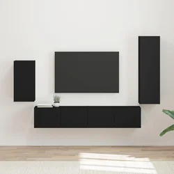 Set TV komoda Zidne 4 pcs Crna Konstruirano drvo
