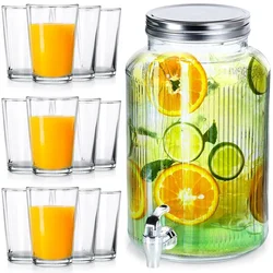 shumee Steklen kozarec za pijačo s pipo 6,2 l + 12 kozarcev 200 ml