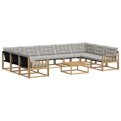 Set vanjskih sofa s jastukom 10 pcs Bijela i svjetlosiva