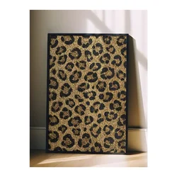 WallXpert uramljena slika 115266, zlatna leopard šara, 50 x 70 cm, crni ram